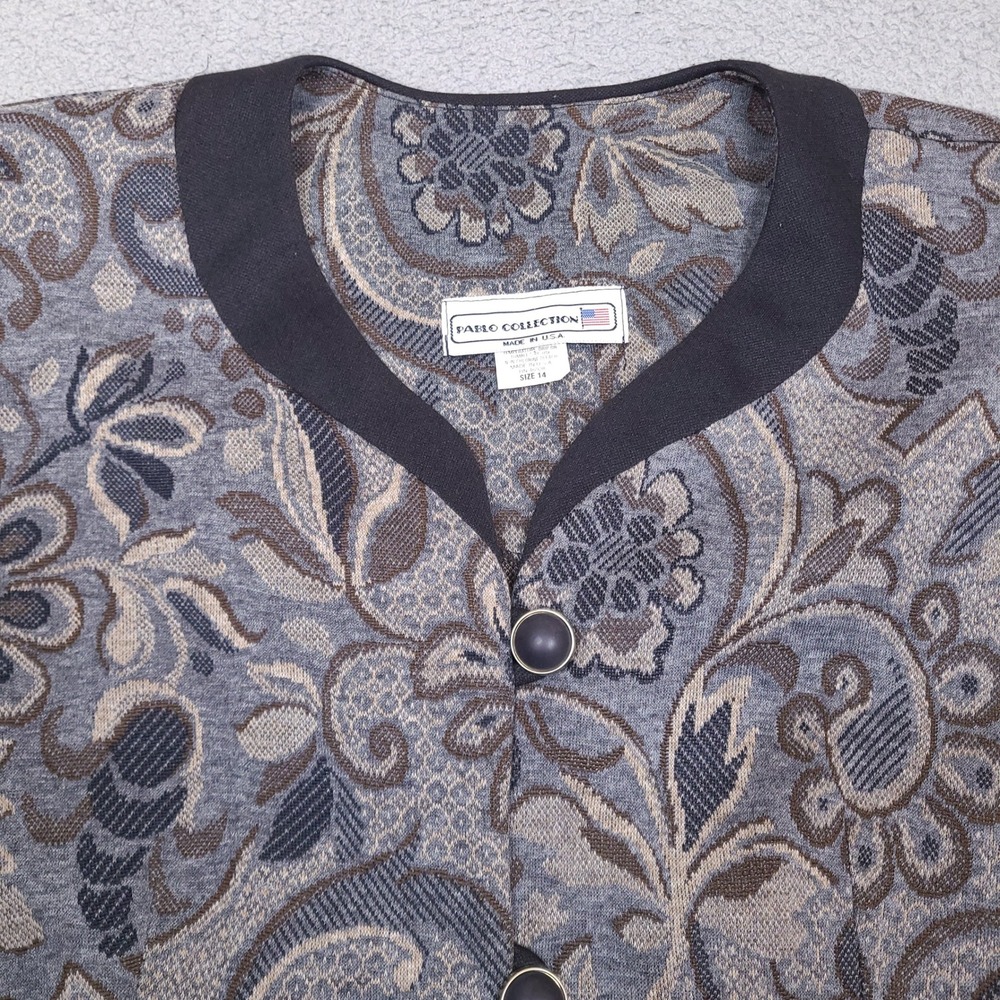 Vintage Pablo Collection Blazer Jacket Womens 14 Floral‎ Jacquard Button Front - Picture 2 of 11